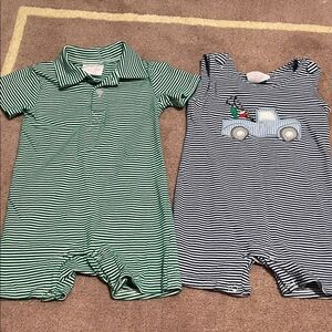 9M Stitchy Fish Green Strip Polo and Fishing Outfits